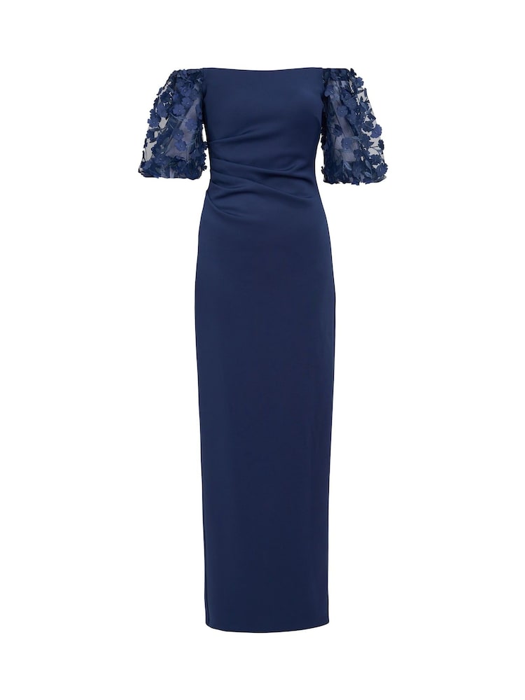 Gina Bacconi Blue Penelope Off The Shoulder Floral Sleeve Maxi Dress - Image 6 of 6