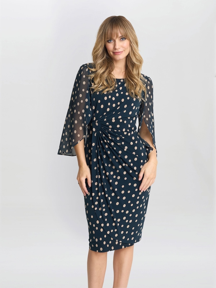 Gina Bacconi Green Jenni Spot Jersey Knee Length Dress - Imagen 1 de 5 Gina Bacconi Green Jenni Spot Jersey Knee Length Dress - Imagen 1 de 5