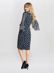 Gina Bacconi Green Jenni Spot Jersey Knee Length Dress - Image 2 of 5