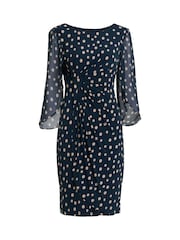 Gina Bacconi Green Jenni Spot Jersey Knee Length Dress - Image 5 of 5