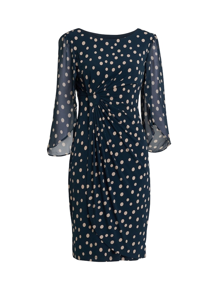 Gina Bacconi Green Jenni Spot Jersey Knee Length Dress - Image 5 of 5