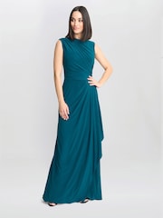 Gina Bacconi Green Rosemarie Grecian Jersey Maxi Dress - Image 4 of 7