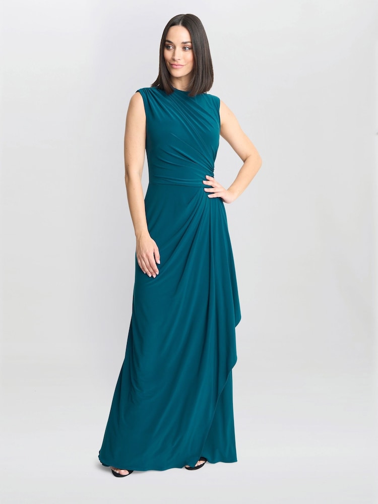 Gina Bacconi Green Rosemarie Grecian Jersey Maxi Dress - Image 4 of 7