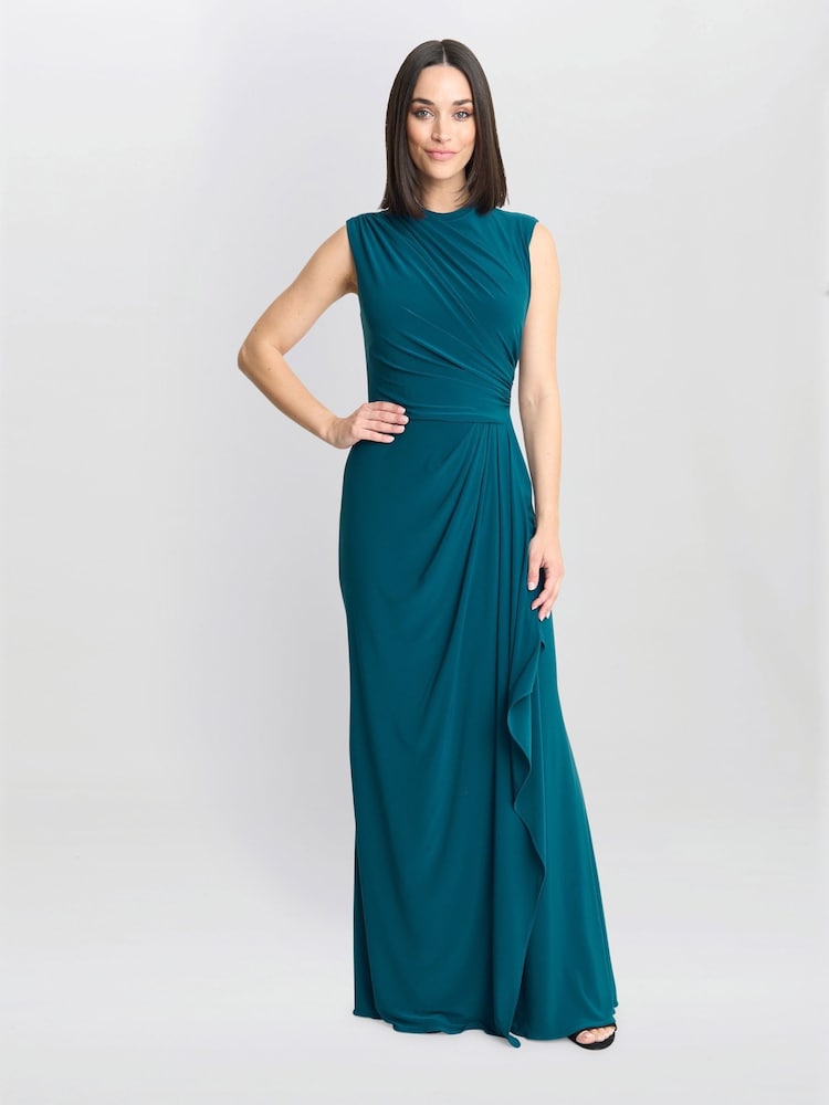 Gina Bacconi Green Rosemarie Grecian Jersey Maxi Dress - Image 6 of 7