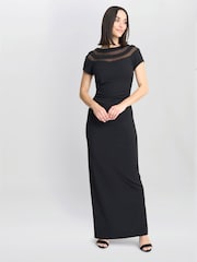 Gina Bacconi Michelle Illusion Maxi Negru Rochie - Image 1 of 5
