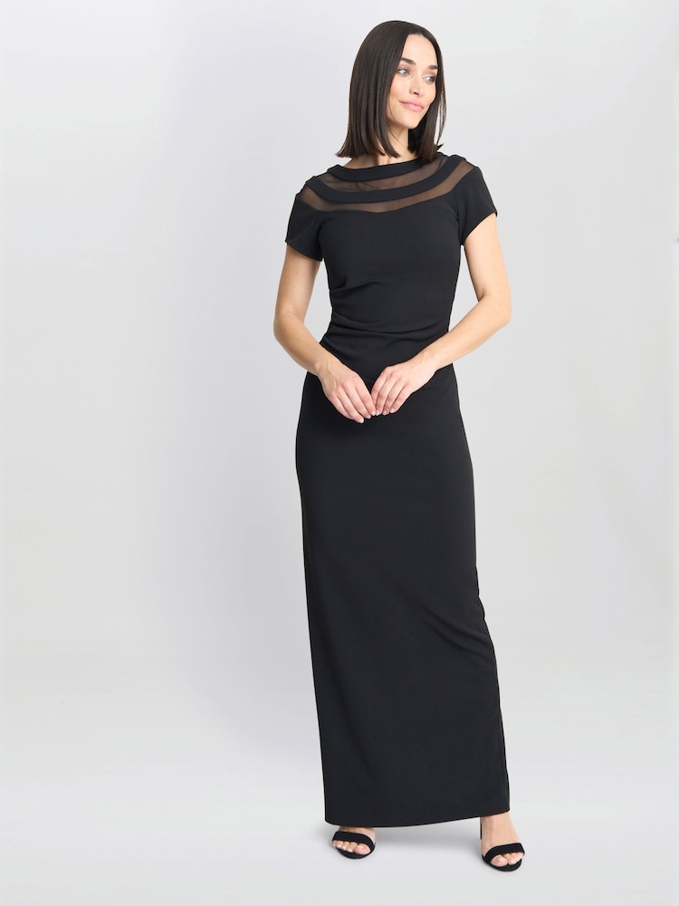 Gina Bacconi Michelle Illusion Maxi Black Dress - Image 1 of 5 Gina Bacconi Michelle Illusion Maxi Black Dress - Image 1 of 5