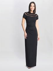Gina Bacconi Michelle Illusion Maxi Negru Rochie - Image 3 of 5