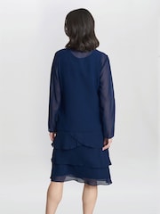 Gina Bacconi Blue Leigh Embellished Tiered Sequin Jacket Dress - Image 2 of 5