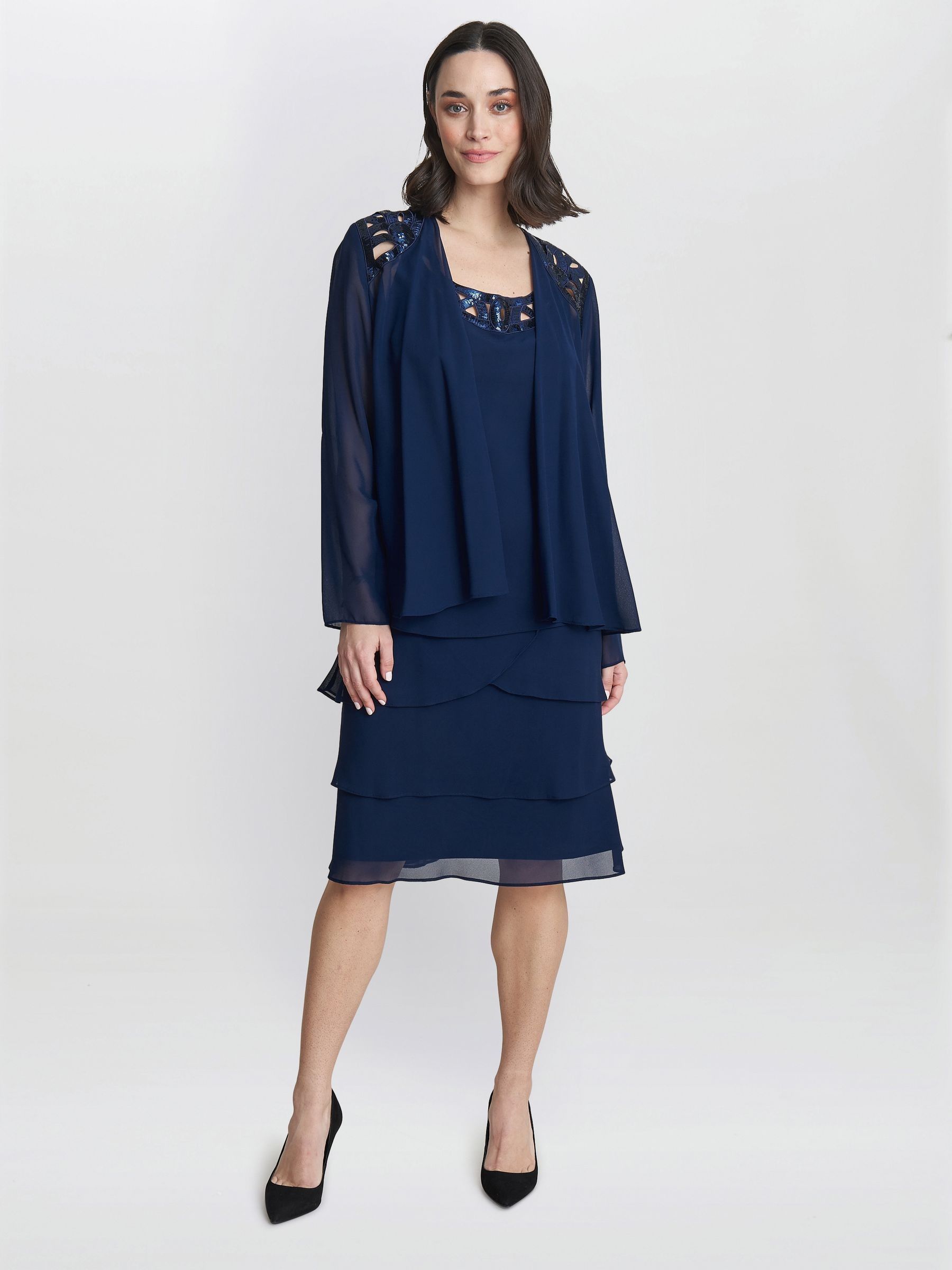 【海外限定】GinaBacconi ドレス☆Blue Leigh Embellished Tiere Buy Gina Bacconi Blue Leigh Embellished Tiered Sequin Jacket