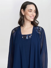 Gina Bacconi Blue Leigh Embellished Tiered Sequin Jacket Dress - Image 4 of 5