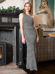Gina Bacconi Blue Kasey Metallic Knit Dress - Image 2 of 7