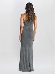 Gina Bacconi Blue Kasey Metallic Knit Dress - Image 3 of 7