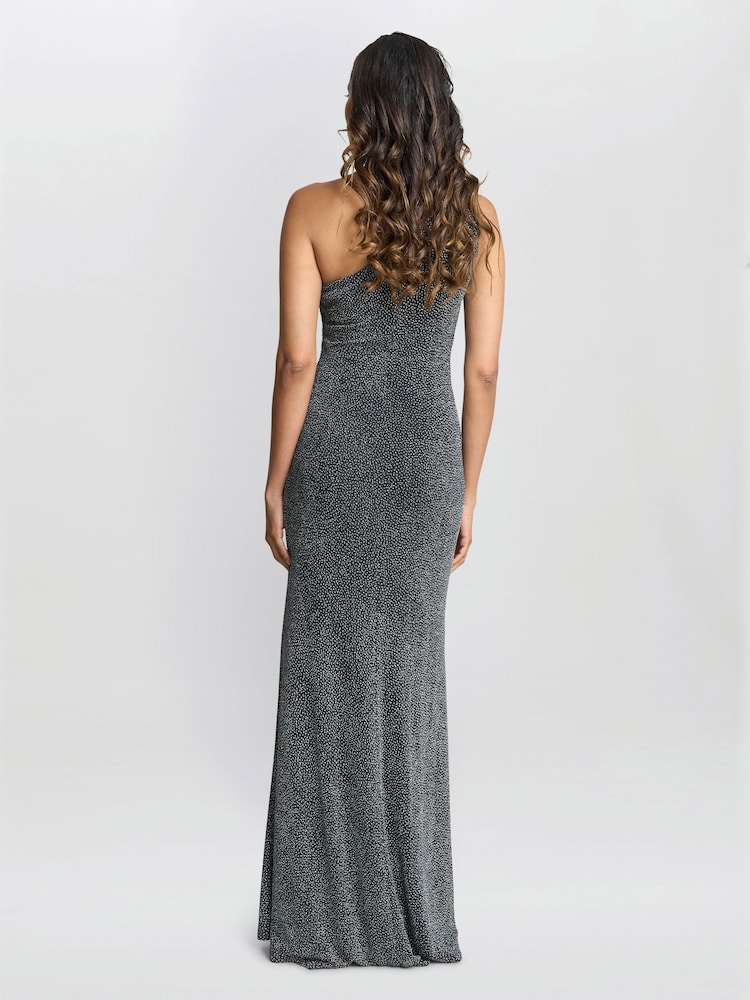 Gina Bacconi Blue Kasey Metallic Knit Dress - Image 3 of 7
