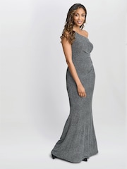Gina Bacconi Blue Kasey Metallic Knit Dress - Image 4 of 7