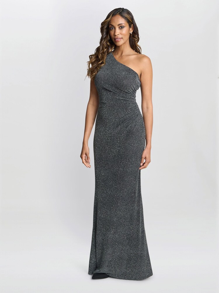 Gina Bacconi Blue Kasey Metallic Knit Dress - Image 6 of 7