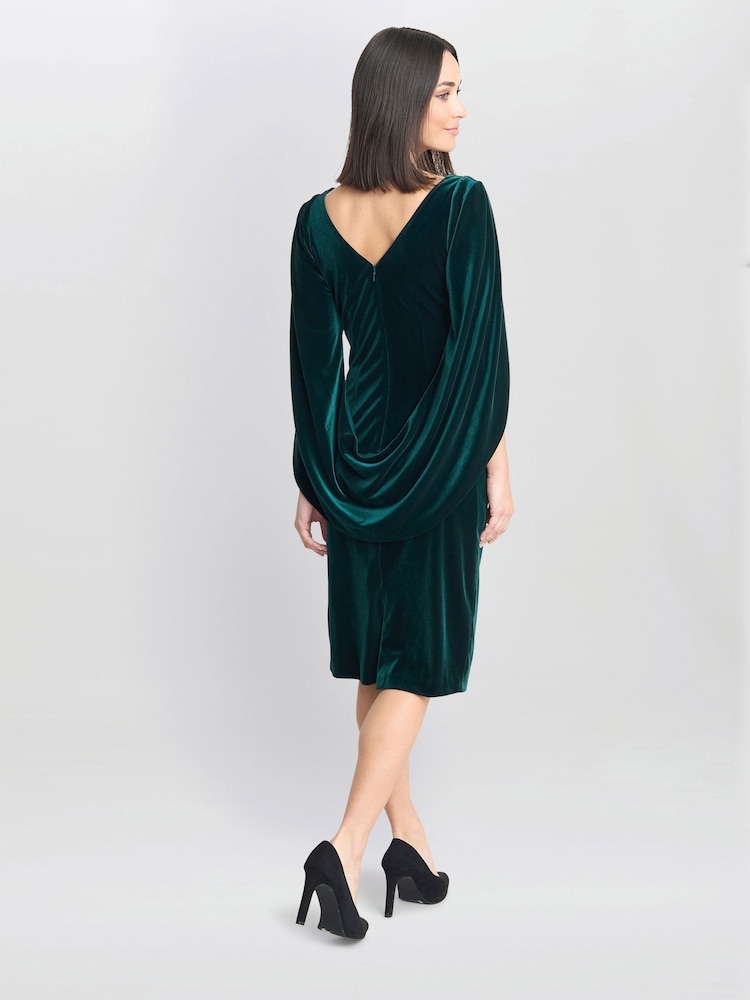Gina Bacconi Green Rosalind Velvet Dress With Back Piece - Image 2 of 5