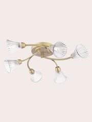 Laura Ashley Matt Antique Brass Lanton 6Lt Semi Flush Ceiling Light - Image 3 of 6