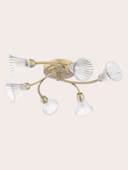 Laura Ashley Matt Antique Brass Lanton 6Lt Semi Flush Ceiling Light - Image 4 of 6
