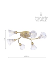 Laura Ashley Matt Antique Brass Lanton 6Lt Semi Flush Ceiling Light - Image 6 of 6