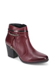 Pavers Red Breathable Leather Ankle Boots - Image 2 of 5