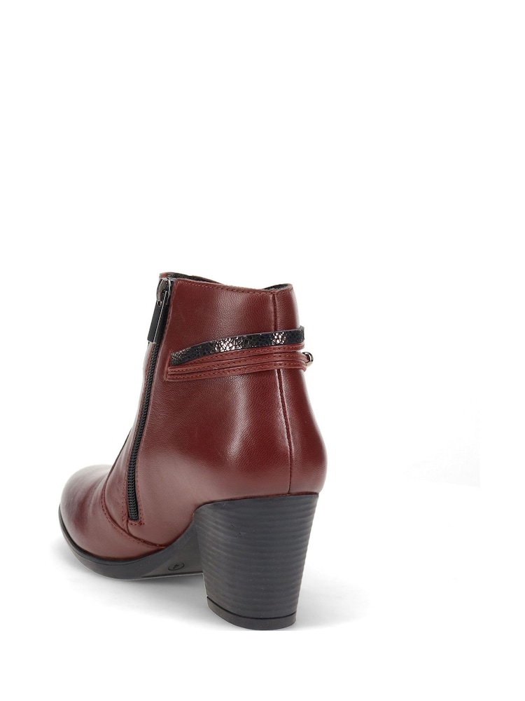 Pavers Red Breathable Leather Ankle Boots - Image 3 of 5