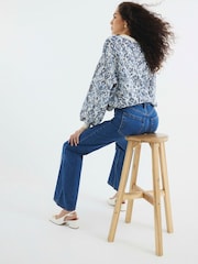 River Island Dark Blue 1 High Waisted Relaxed Straight 100% Cotton Jeans - Image 2 of 6