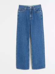 River Island Dark Blue 1 High Waisted Relaxed Straight 100% Cotton Jeans - Image 5 of 6