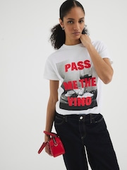 River Island White Pass Me The Vino 100% Cotton T-Shirt - Image 1 of 6