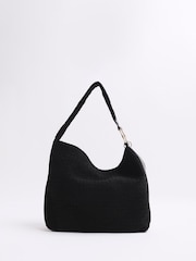 River Island Black Suedette Woven Slouch Bag - Image 3 of 6