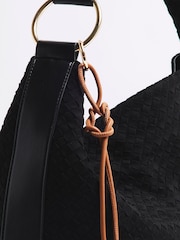 River Island Black Suedette Woven Slouch Bag - Image 4 of 6