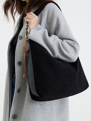 River Island Black Suedette Woven Slouch Bag - Image 6 of 6