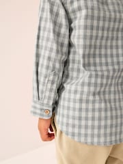 Grey/Ecru Long Sleeve All Over Embroidery Gingham Check Christmas Shirt (3mths-7yrs) - Image 10 of 11