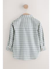 Grey/Ecru Long Sleeve All Over Embroidery Gingham Check Christmas Shirt (3mths-7yrs) - Image 4 of 11