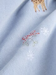 Blue Long Sleeve Christmas Embroidery Character Shirt (3mths-7yrs) - Image 3 of 4