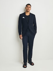 Navy Blue Slim Fit Smart Waffle Textured Blazer With Stretch - Image 2 of 11
