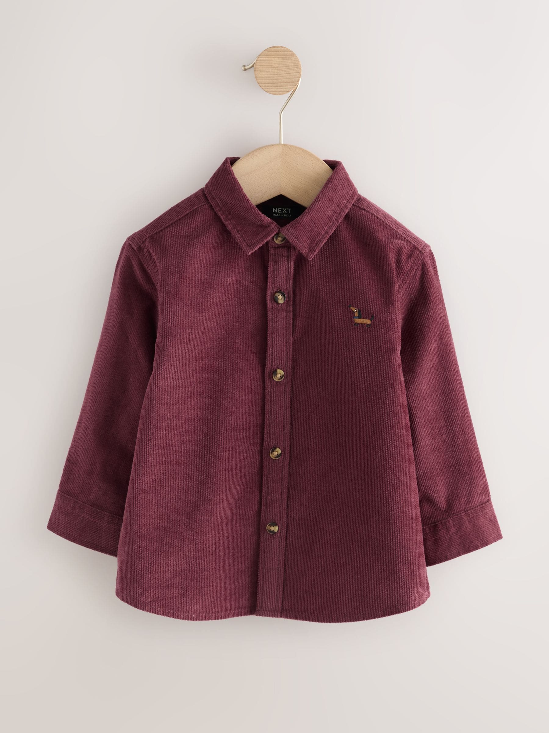 Buy Plum Purple Long Sleeve Corduroy Character Shirt (3mths