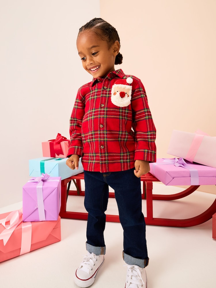 Red Tartan Long Sleeve Christmas Tartan Check Character Shirt (3mths-10yrs) - Image 2 of 9