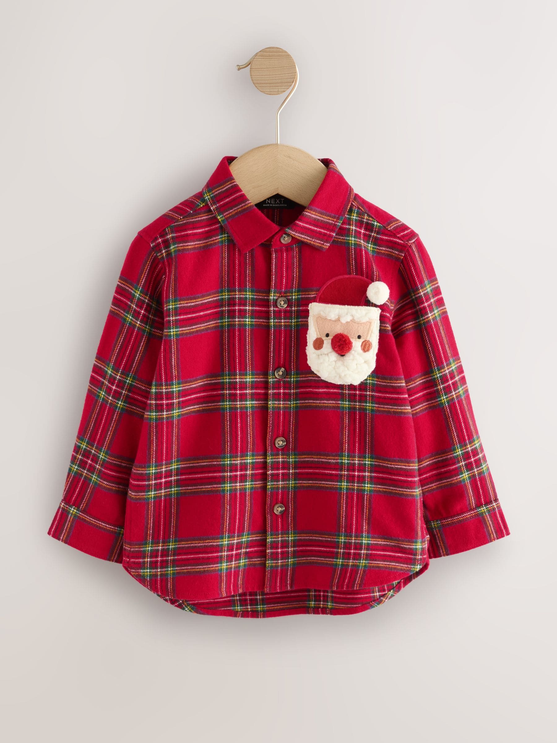 Buy Red Black Long Sleeve Christmas Check Shirt (3mths-10yrs) from