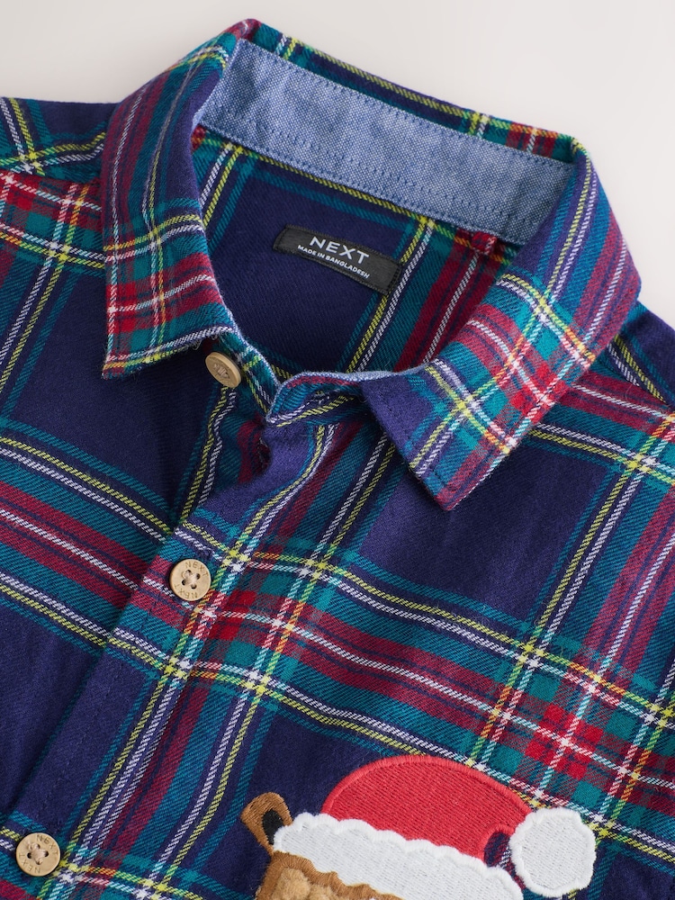 Buy Navy Red Long Sleeve Christmas Check Shirt (3mths-10yrs) from Next USA