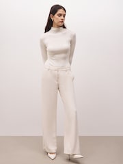 Because Of Alice Cream Fine Knit High Neck Bodysuit - Image 1 of 4