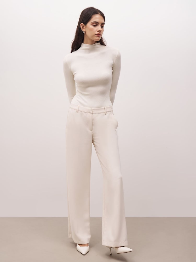 Because Of Alice Cream Fine Knit High Neck Bodysuit - Image 1 of 4
