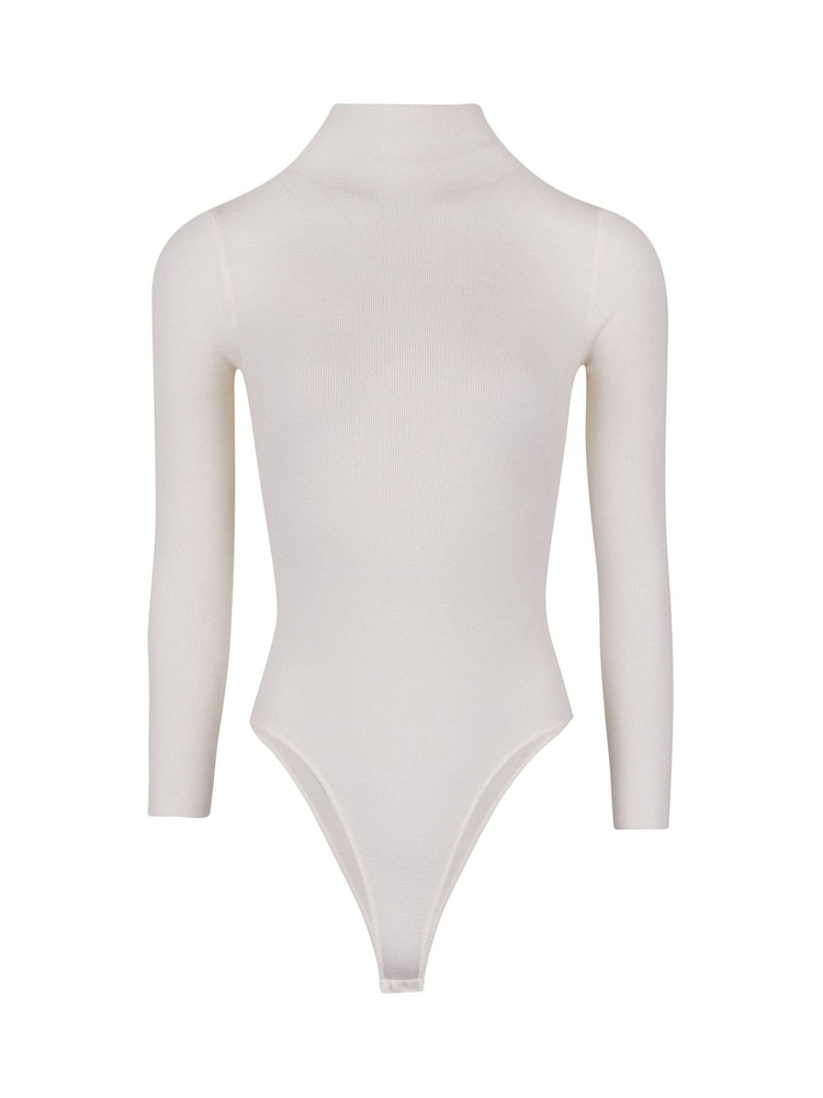 Because Of Alice Cream Fine Knit High Neck Bodysuit - Image 4 of 4