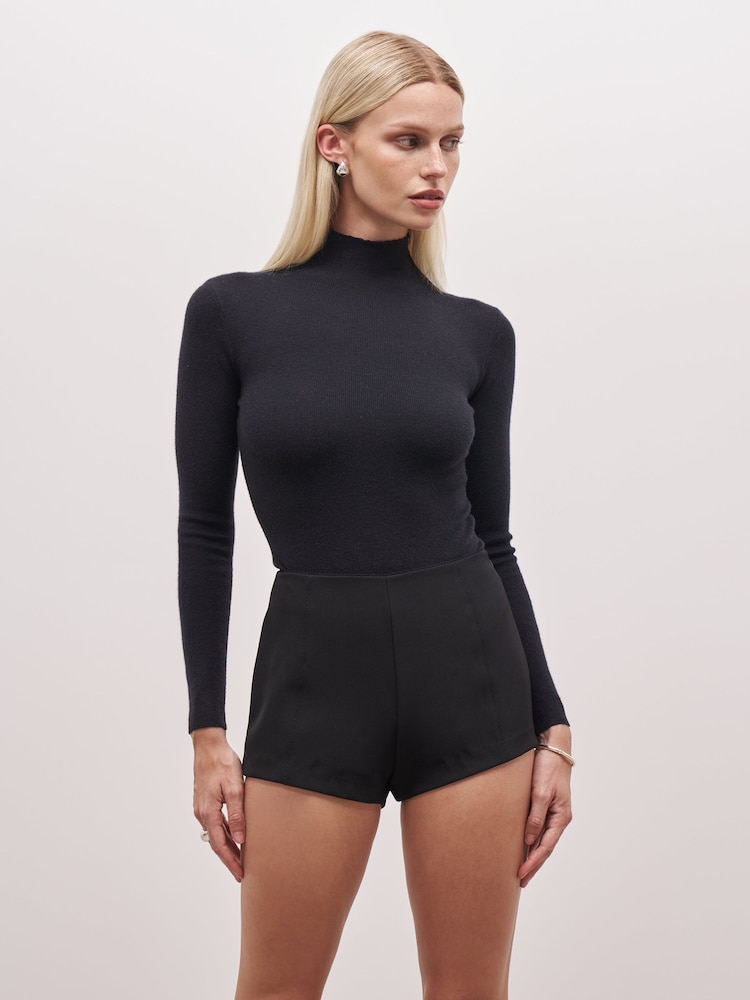 Because Of Alice Black Fine Knit High Neck Bodysuit - Image 2 of 6