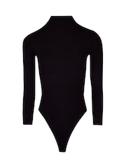 Because Of Alice Black Fine Knit High Neck Bodysuit - Image 6 of 6