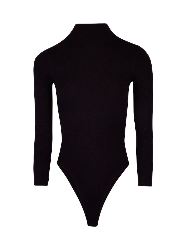 Because Of Alice Black Fine Knit High Neck Bodysuit - Image 6 of 6