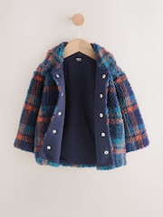 Navy Check Borg Fleece Shacket (3mths-7yrs) - Image 3 of 5