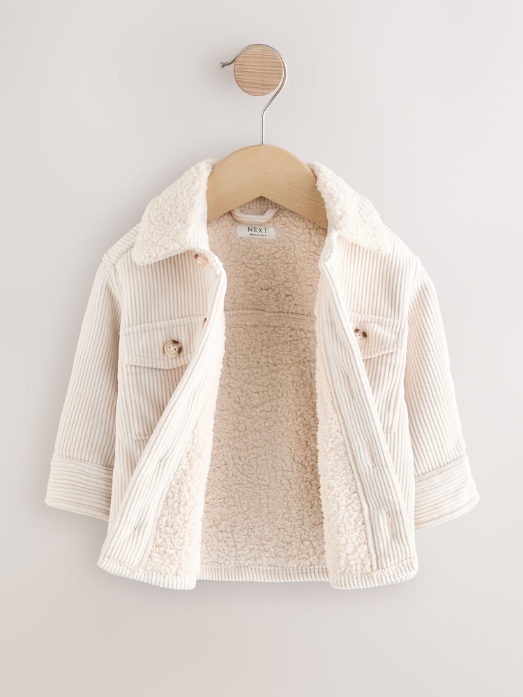 Ecru White Borg Lined Corduroy Shacket (3mths-7yrs) - Image 2 of 6