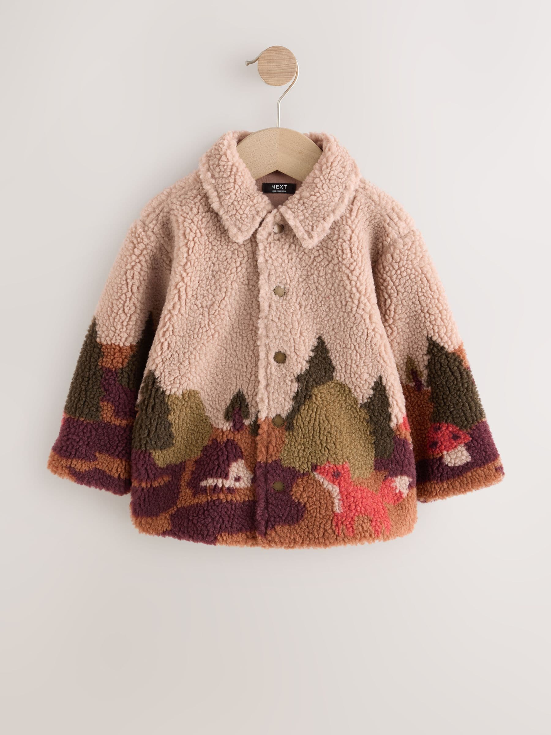 Buy Neutral Scenic Print Borg Fleece Shacket (3mths-7yrs) from