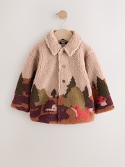 Neutral Scenic Print Borg Fleece Shacket (3mths-7yrs) - Image 1 of 5
