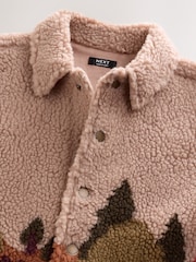 Neutral Scenic Print Borg Fleece Shacket (3mths-7yrs) - Image 4 of 5